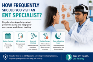 Dr. Sadat Qureshi and Dr. Shalini Jadia at Bhopal ENT Clinic explaining how frequently patients should visit an ENT Specialist in Bhopal for regular ENT health checkups.